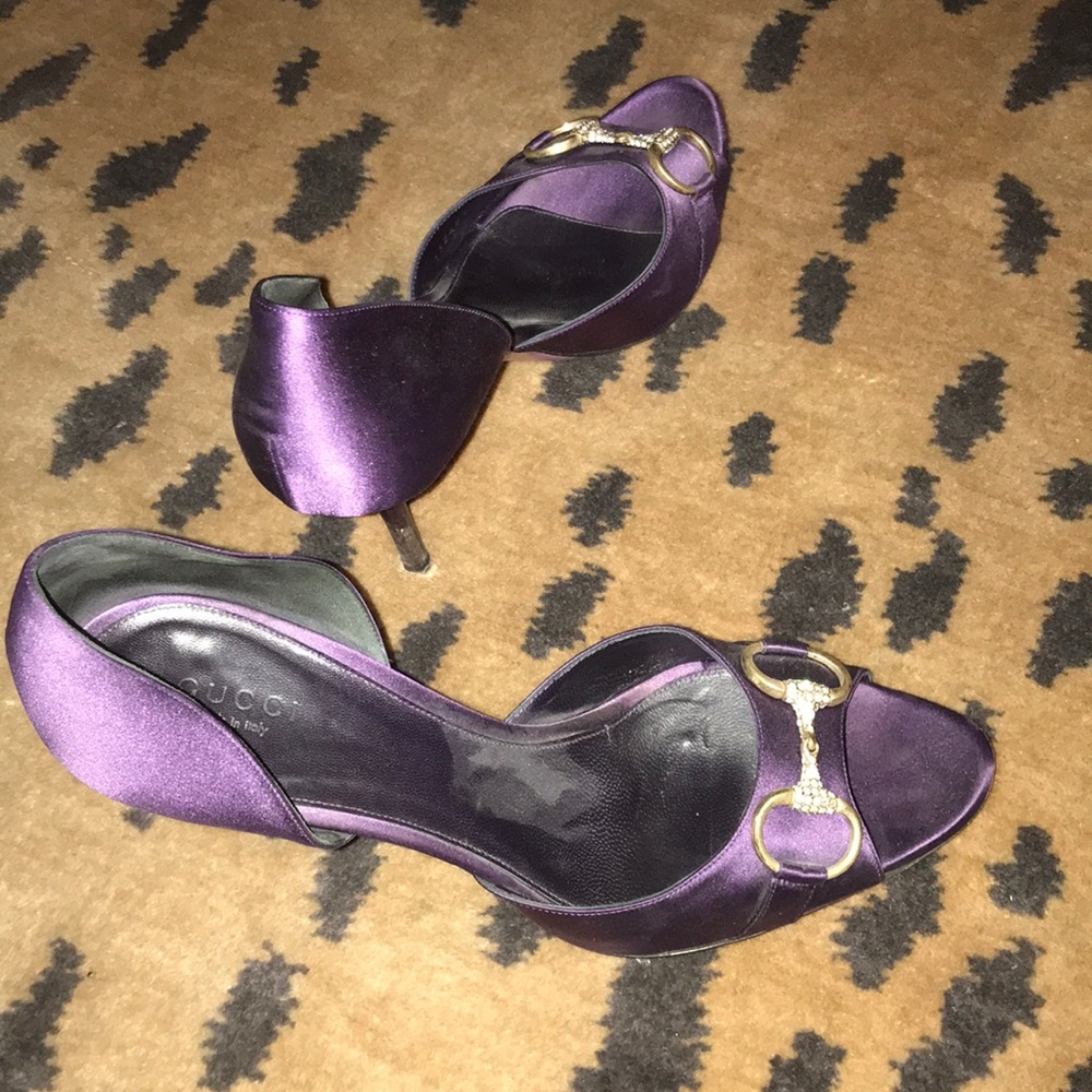 Purple silk Gucci heels - Picture 1 of 6